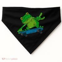 Frog On Skateboard Funny Graphic Cute Gift USA-Made Doggie Bandana thumb 0