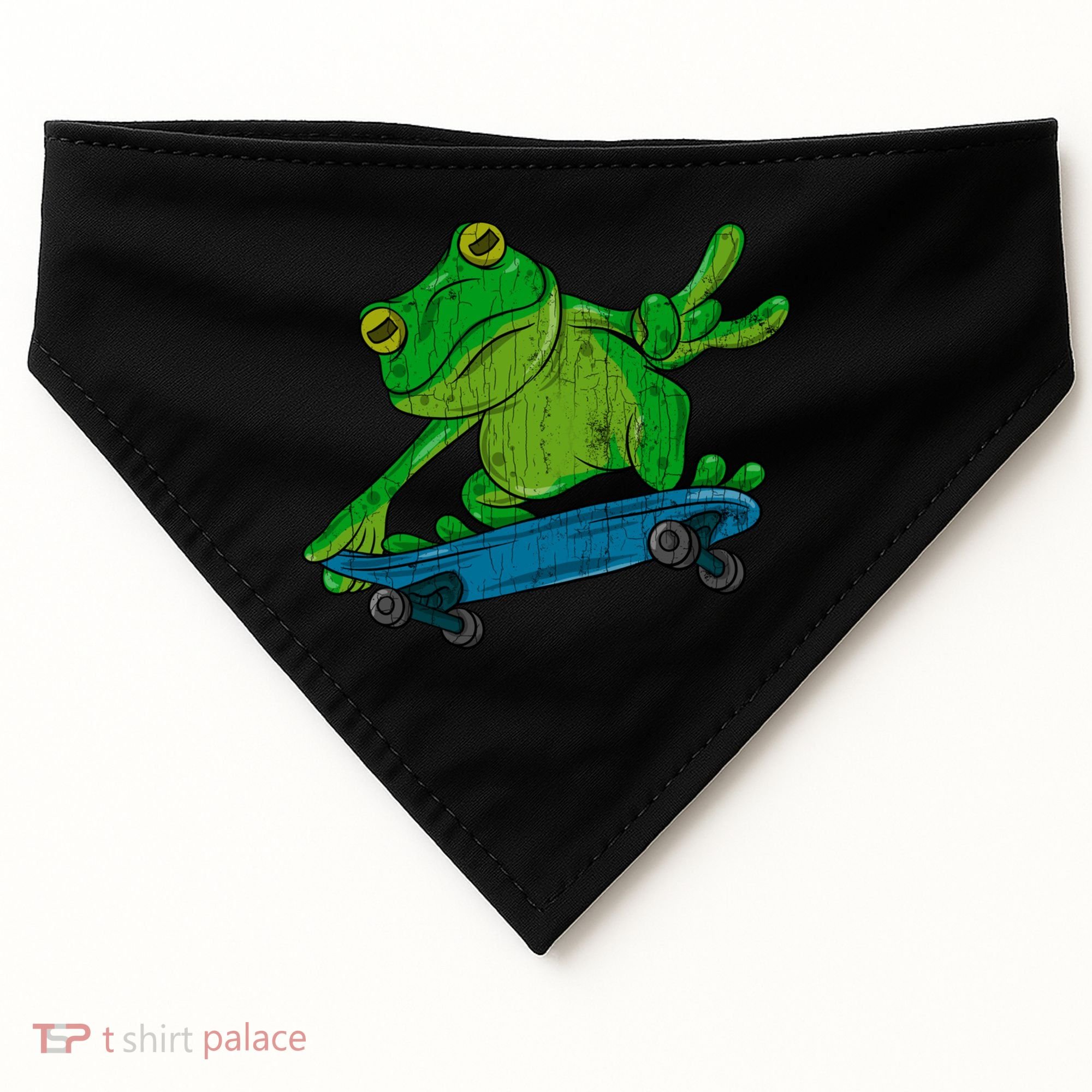 Frog On Skateboard Funny Graphic Cute Gift USA-Made Doggie Bandana