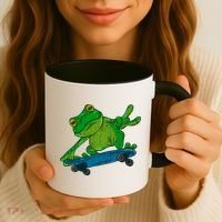 Frog On Skateboard Funny Graphic Cute Gift Coffee Mug thumb 3
