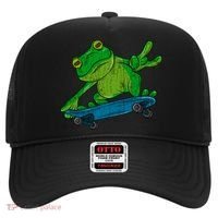 Frog On Skateboard Funny Graphic Cute Gift Hat thumb 0