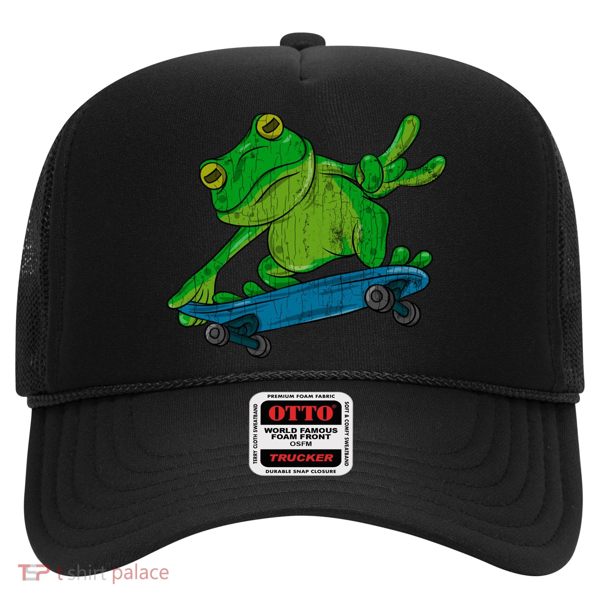 Frog On Skateboard Funny Graphic Cute Gift Hat