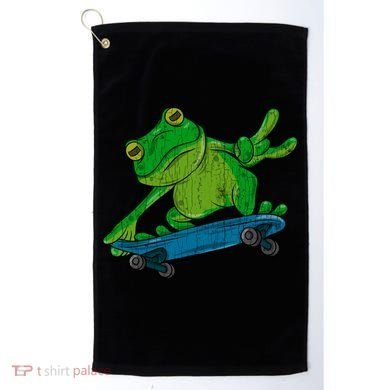 Frog On Skateboard Funny Graphic Cute Gift Golf Towel