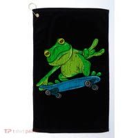 Frog On Skateboard Funny Graphic Cute Gift Golf Towel thumb 0