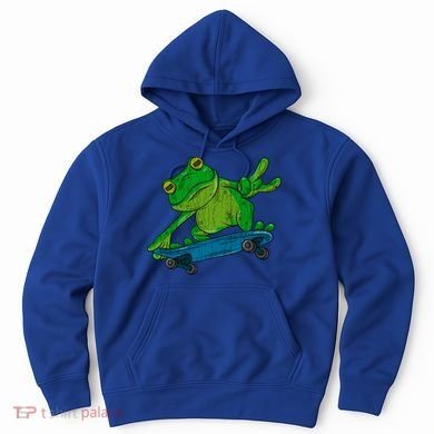 Frog On Skateboard Funny Graphic Cute Gift Hoodie