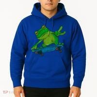 Frog On Skateboard Funny Graphic Cute Gift Hoodie thumb 2
