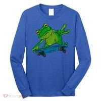 Frog On Skateboard Funny Graphic Cute Gift Long Sleeve Shirt thumb 0