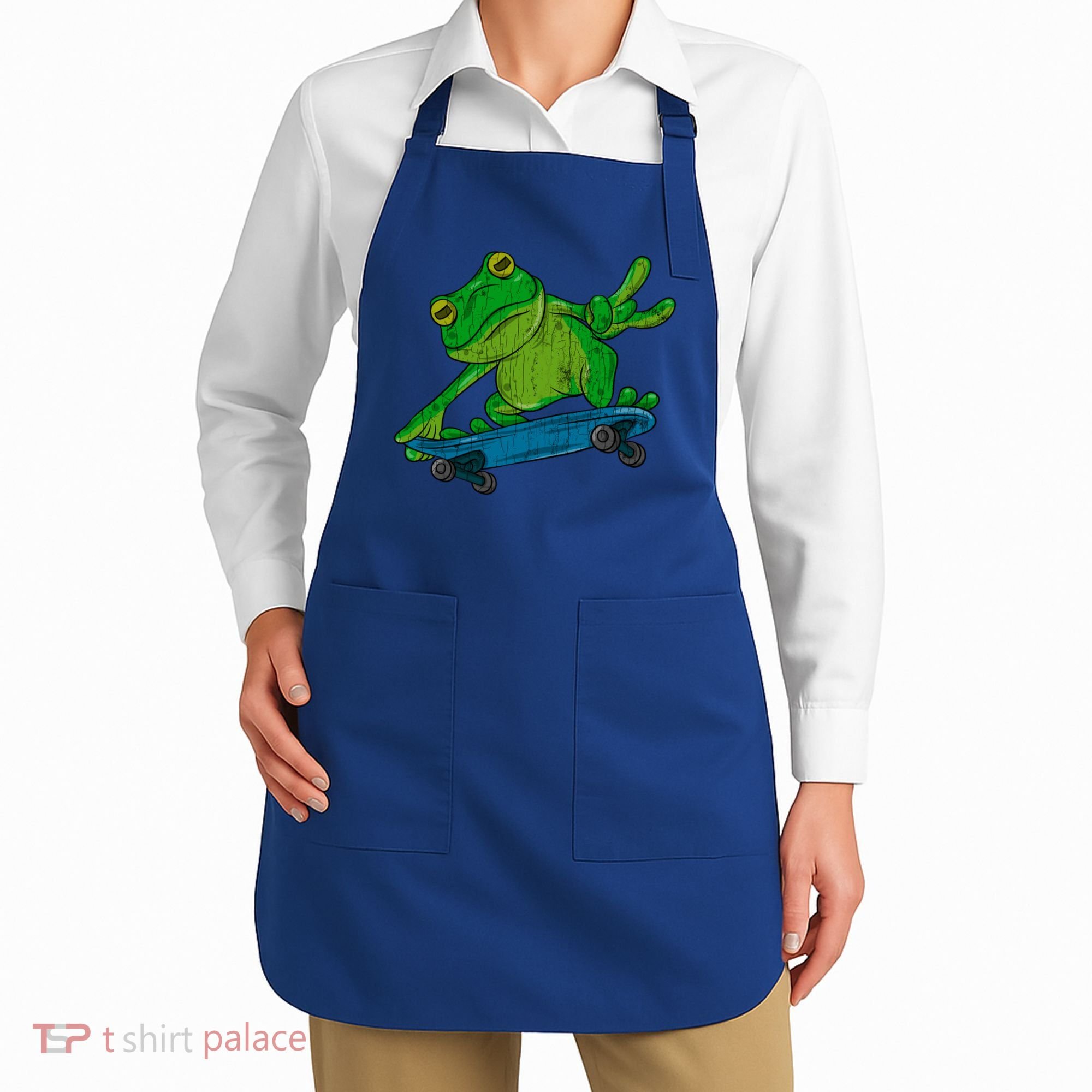 Frog On Skateboard Funny Graphic Cute Gift Apron