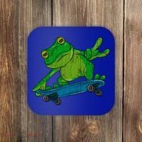 Frog On Skateboard Funny Graphic Cute Gift Coaster thumb 0