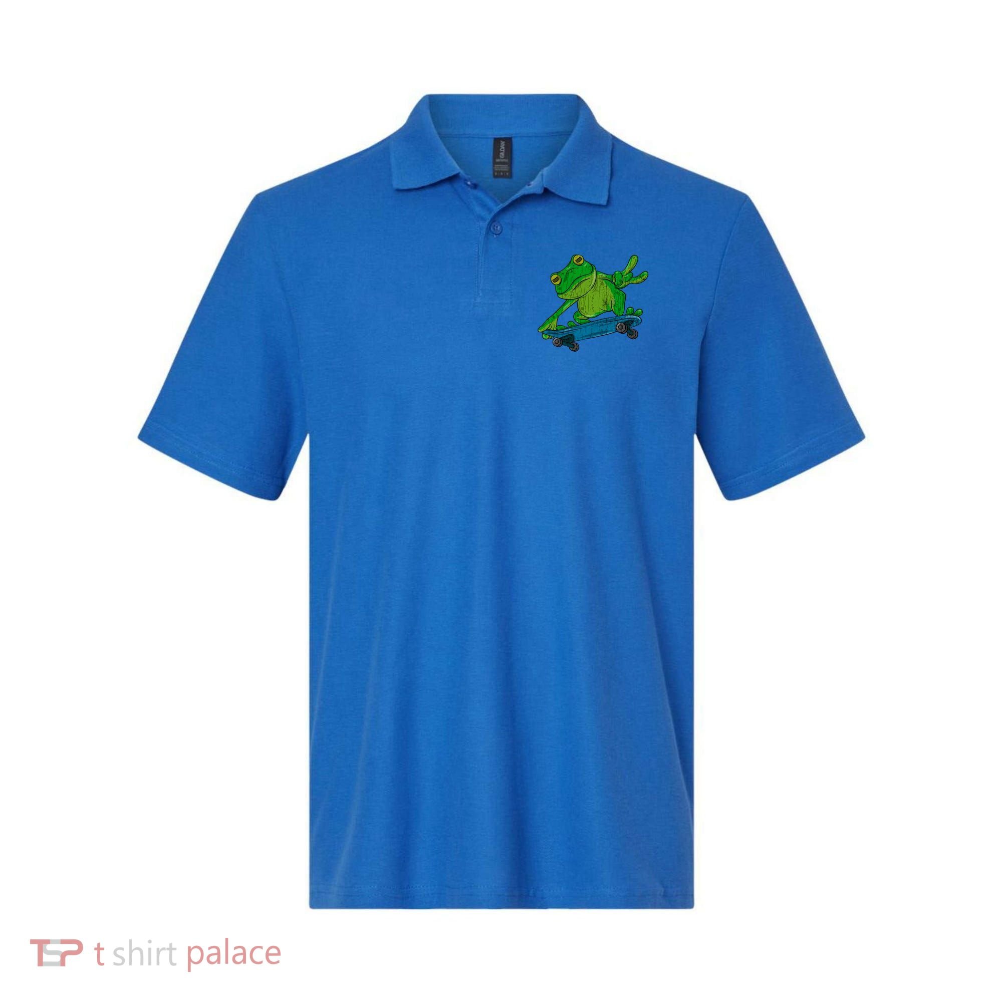Frog On Skateboard Funny Graphic Cute Gift Polo