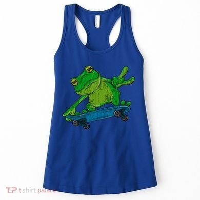 Frog On Skateboard Funny Graphic Cute Gift Women's Tank Top