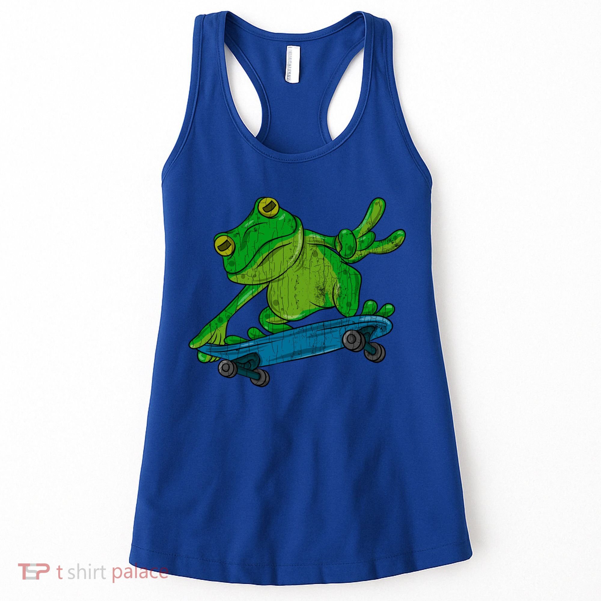 Frog On Skateboard Funny Graphic Cute Gift Women's Tank Top