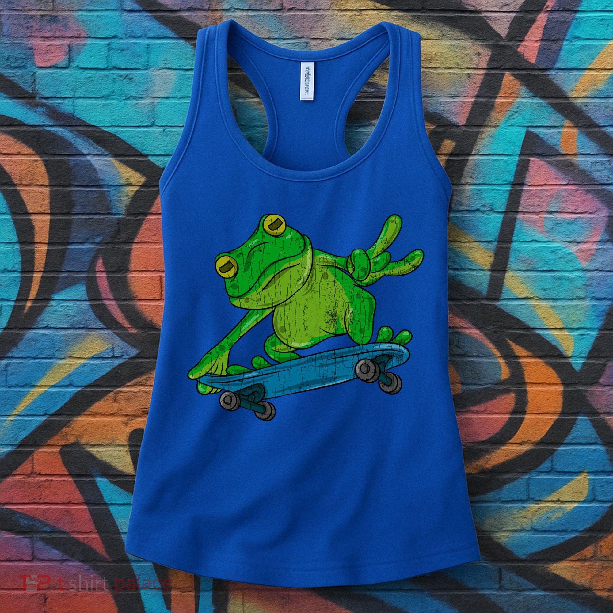 Frog On Skateboard Funny Graphic Cute Gift Women's Tank Top