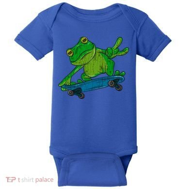 Frog On Skateboard Funny Graphic Cute Gift Baby Bodysuit