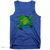 Frog On Skateboard Funny Graphic Cute Gift Tank Top thumb 0
