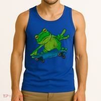 Frog On Skateboard Funny Graphic Cute Gift Tank Top thumb 3
