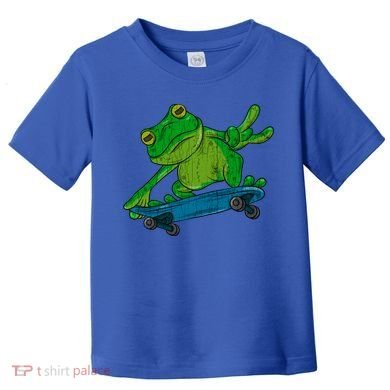 Frog On Skateboard Funny Graphic Cute Gift Toddler T-Shirt