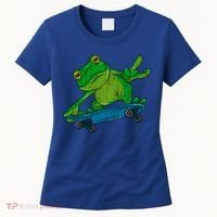 Frog On Skateboard Funny Graphic Cute Gift Women's T-Shirt thumb 0