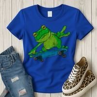 Frog On Skateboard Funny Graphic Cute Gift Women's T-Shirt thumb 3