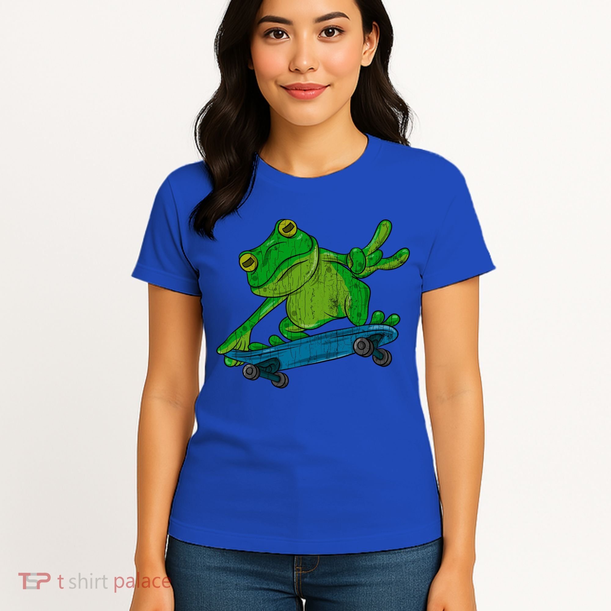 Frog On Skateboard Funny Graphic Cute Gift Women's T-Shirt