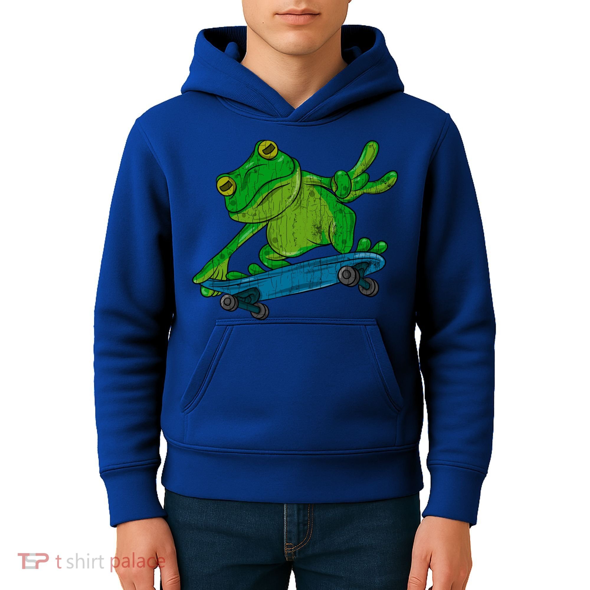 Frog On Skateboard Funny Graphic Cute Gift Kids Hoodie