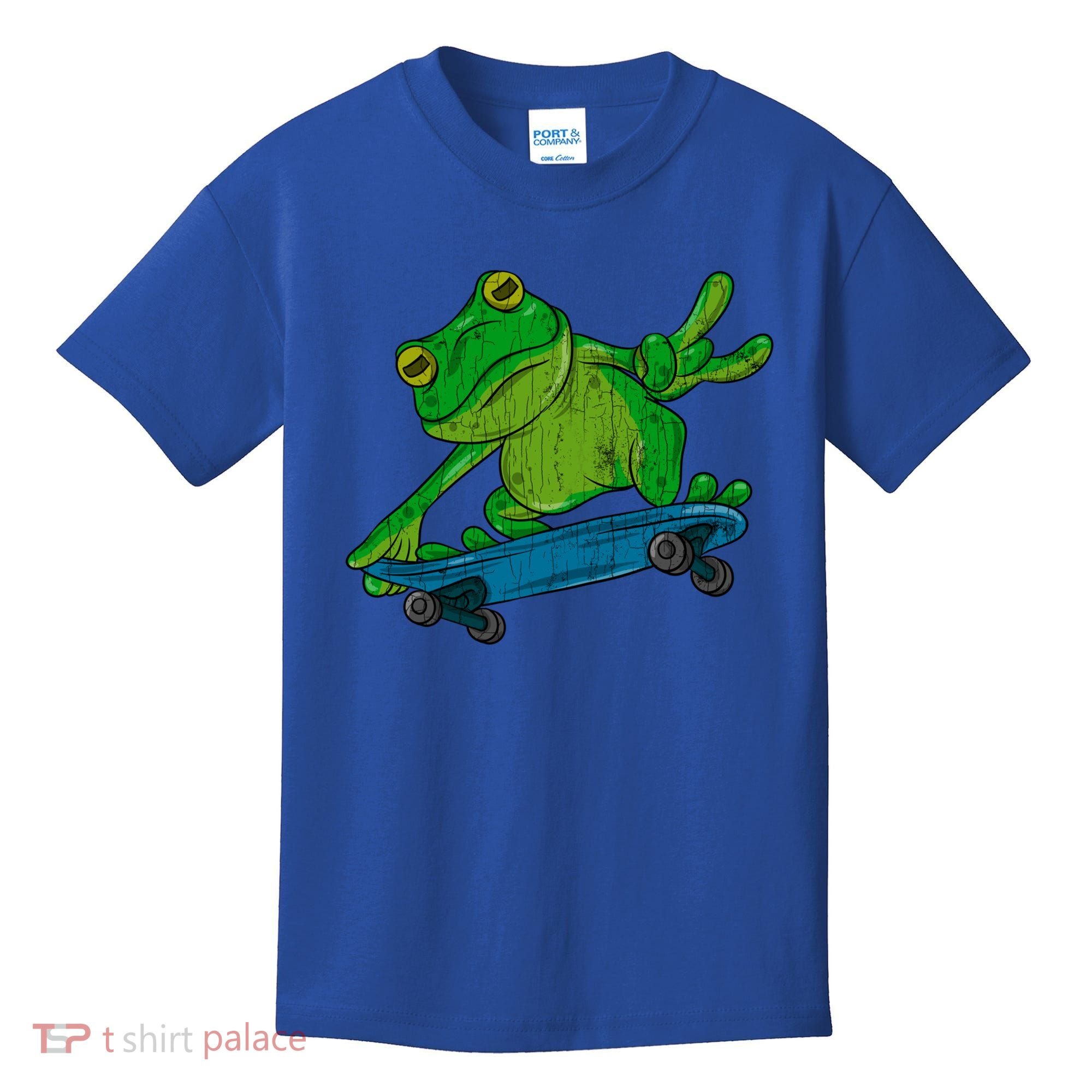 Frog On Skateboard Funny Graphic Cute Gift Kids T-Shirt