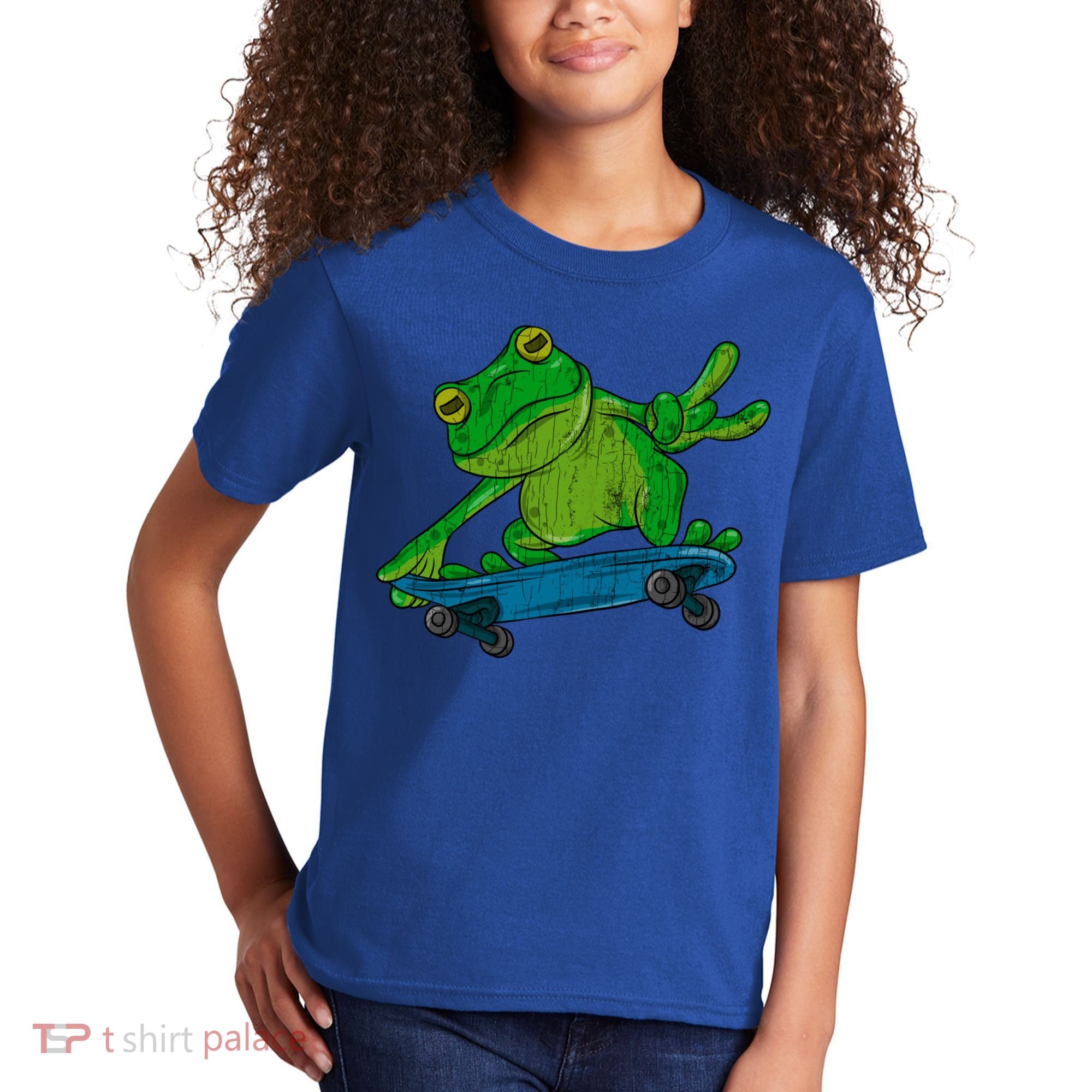 Frog On Skateboard Funny Graphic Cute Gift Kids T-Shirt