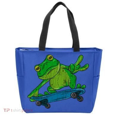Frog On Skateboard Funny Graphic Cute Gift Tote Bag