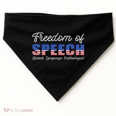 Freedom Of Speech Therapy Pathologist Slp Gift Language USA-Made Doggie Bandana