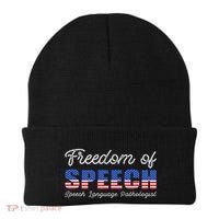 Freedom Of Speech Therapy Pathologist Slp Gift Language Beanie thumb 0