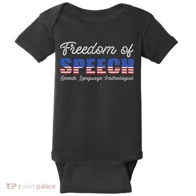 Freedom Of Speech Therapy Pathologist Slp Gift Language Baby Bodysuit