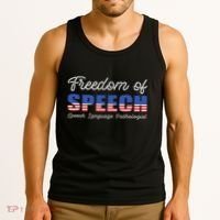 Freedom Of Speech Therapy Pathologist Slp Gift Language Tank Top thumb 3