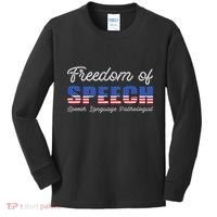 Freedom Of Speech Therapy Pathologist Slp Gift Language Kids Long Sleeve Shirt thumb 0