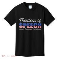 Freedom Of Speech Therapy Pathologist Slp Gift Language Kids T-Shirt thumb 0