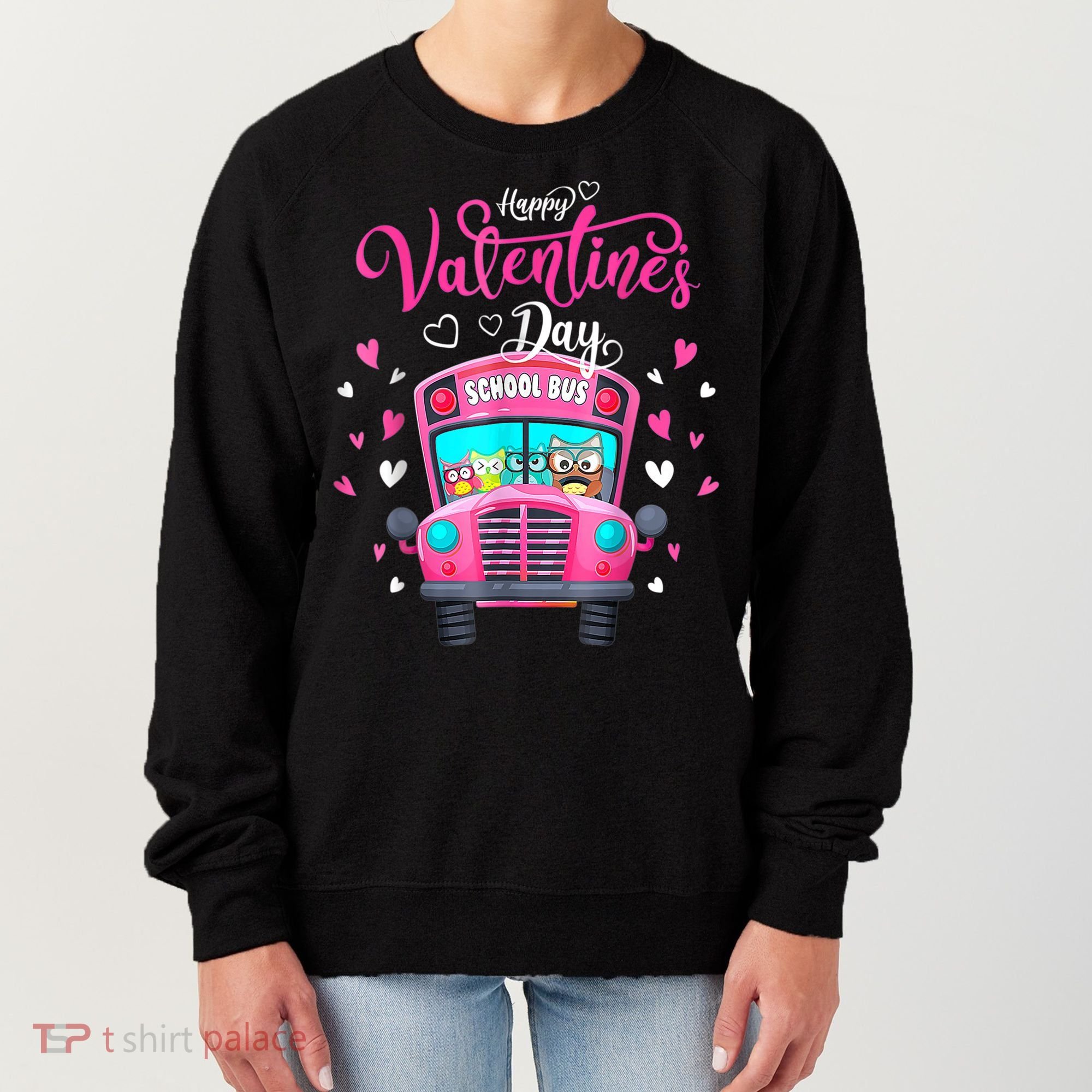 Funny Owls School Bus Driver Happy Valentines Day Women's Sweatshirt