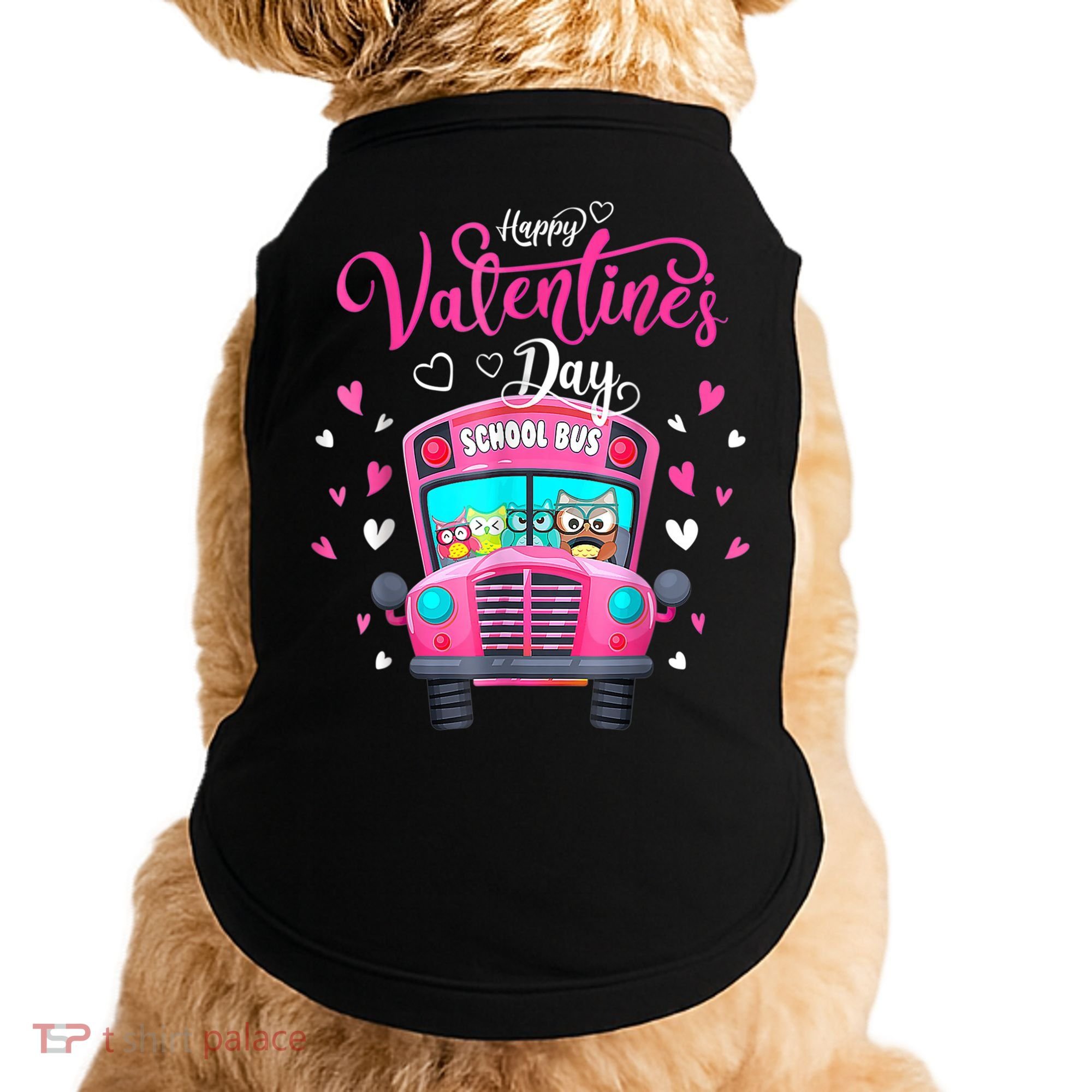 Funny Owls School Bus Driver Happy Valentines Day Doggie Tank