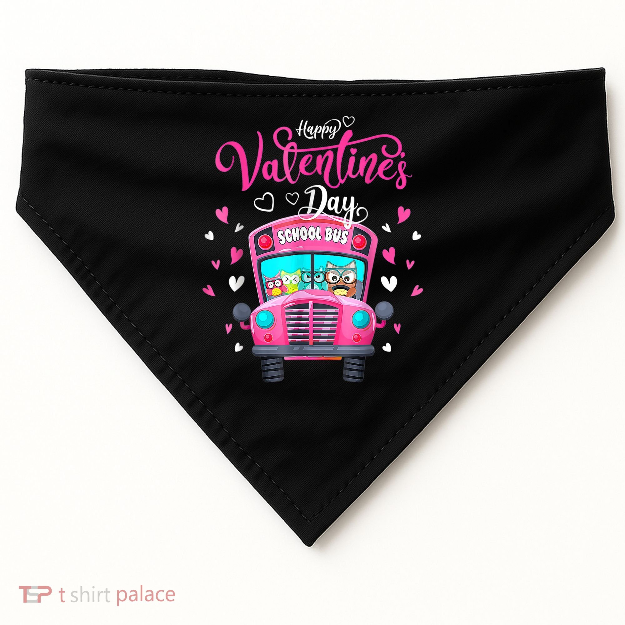 Funny Owls School Bus Driver Happy Valentines Day USA-Made Doggie Bandana