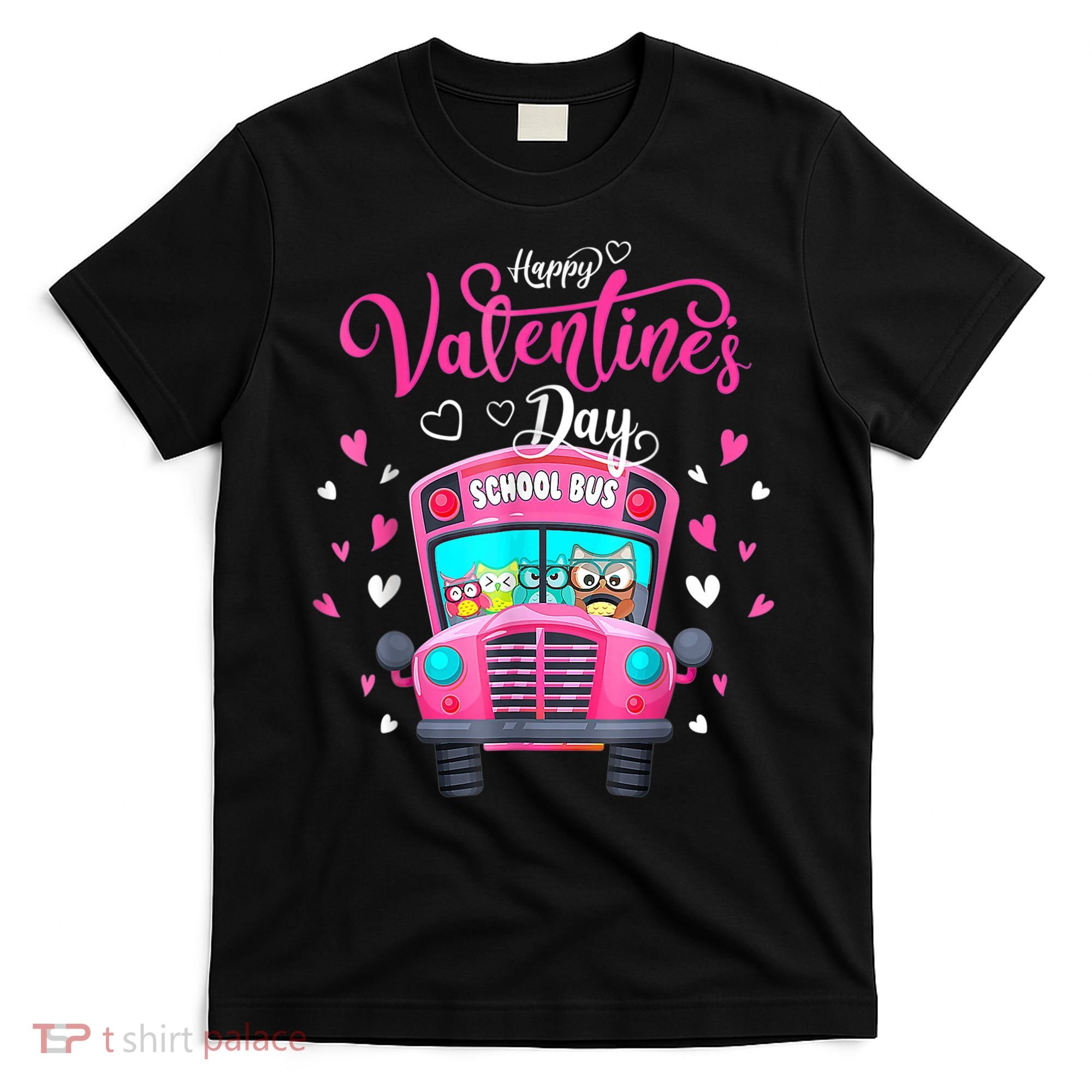 Funny Owls School Bus Driver Happy Valentines Day T-Shirt