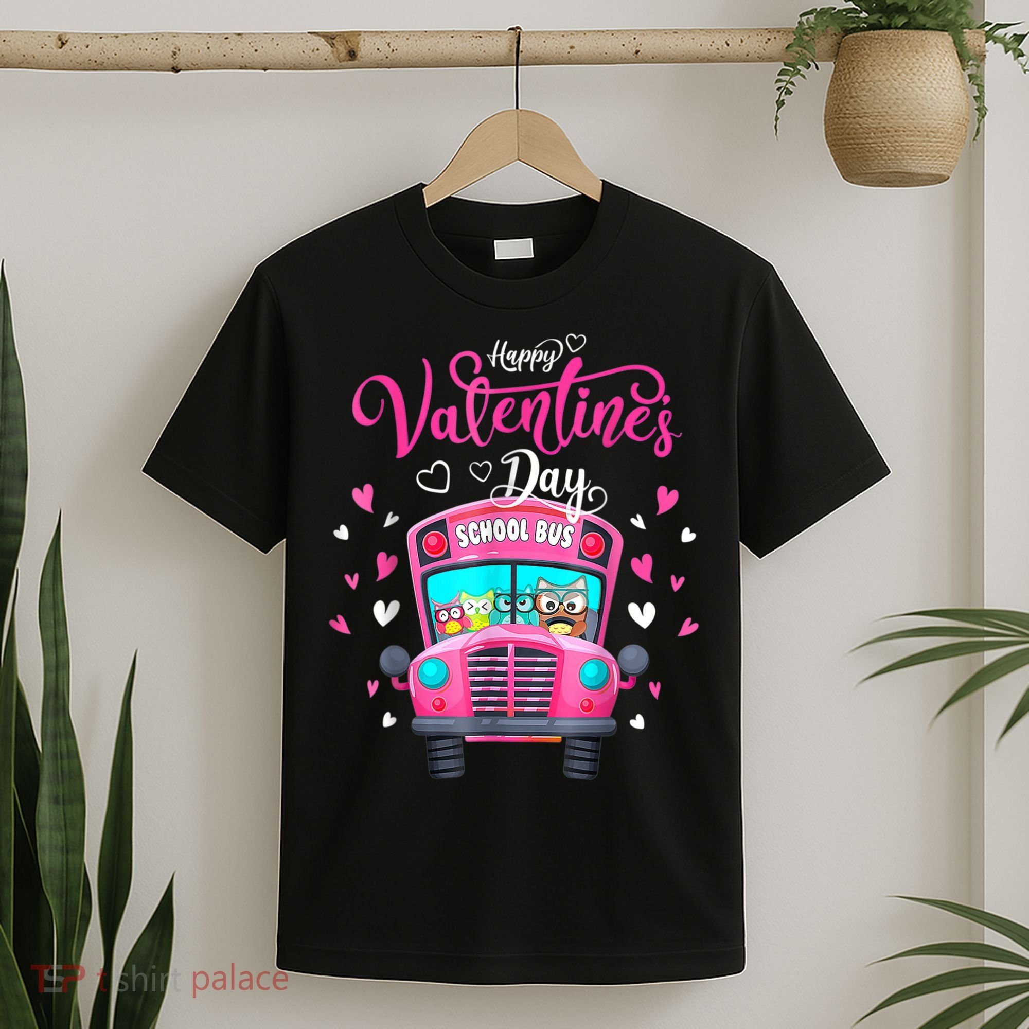 Funny Owls School Bus Driver Happy Valentines Day T-Shirt