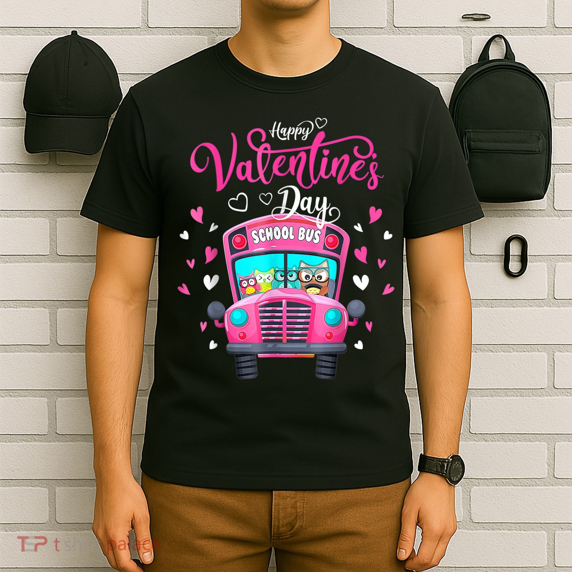 Funny Owls School Bus Driver Happy Valentines Day T-Shirt