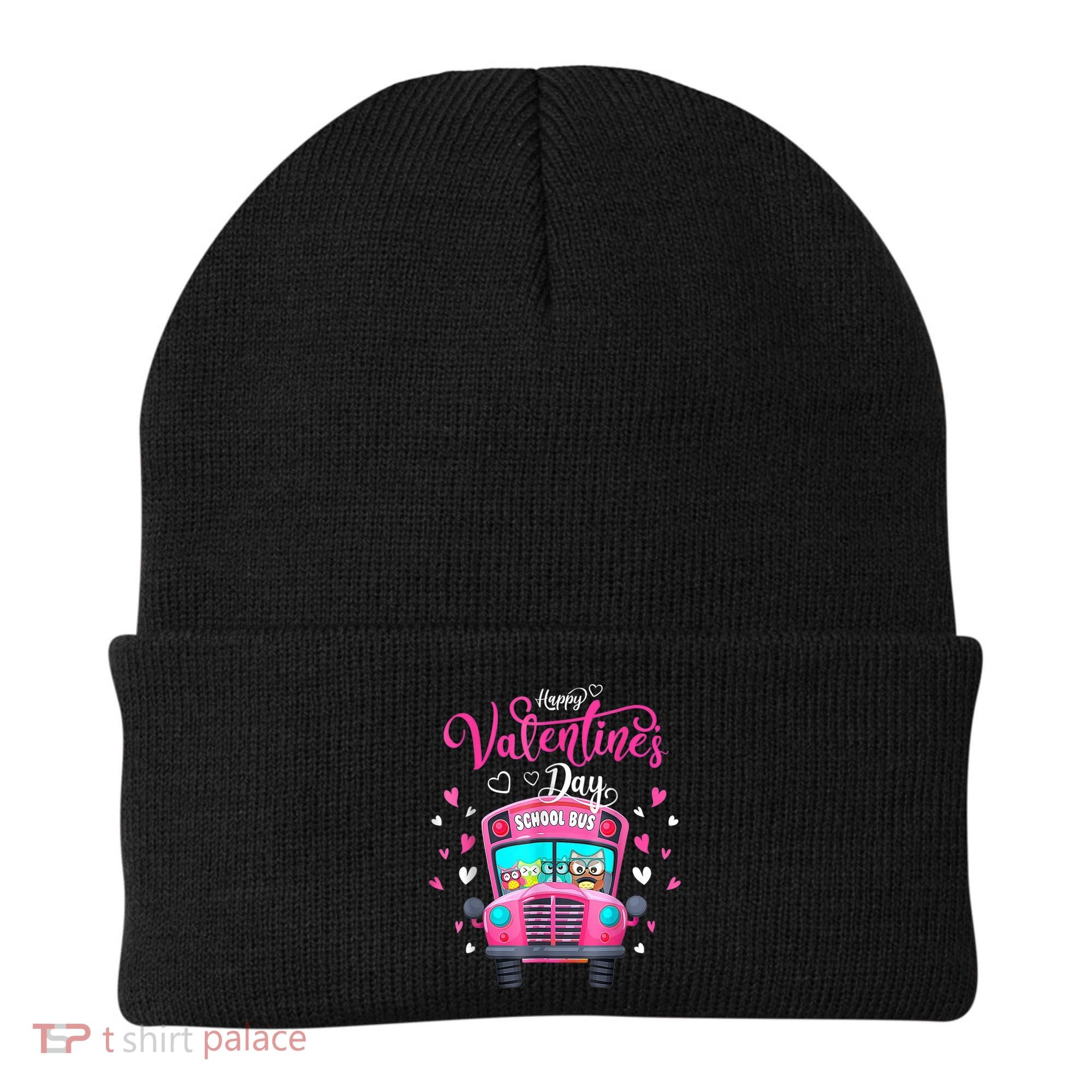 Funny Owls School Bus Driver Happy Valentines Day Beanie