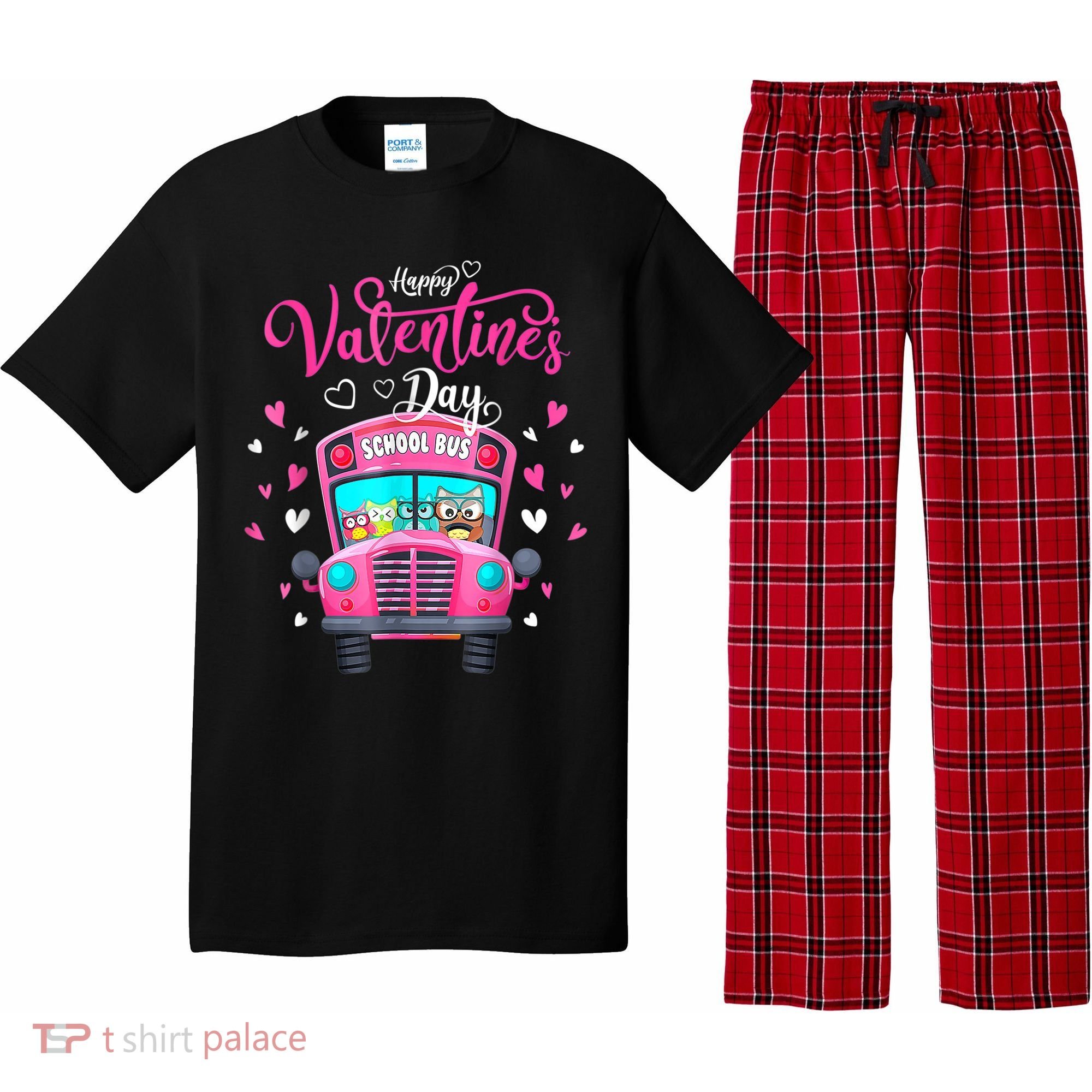 Funny Owls School Bus Driver Happy Valentines Day Pajama Set