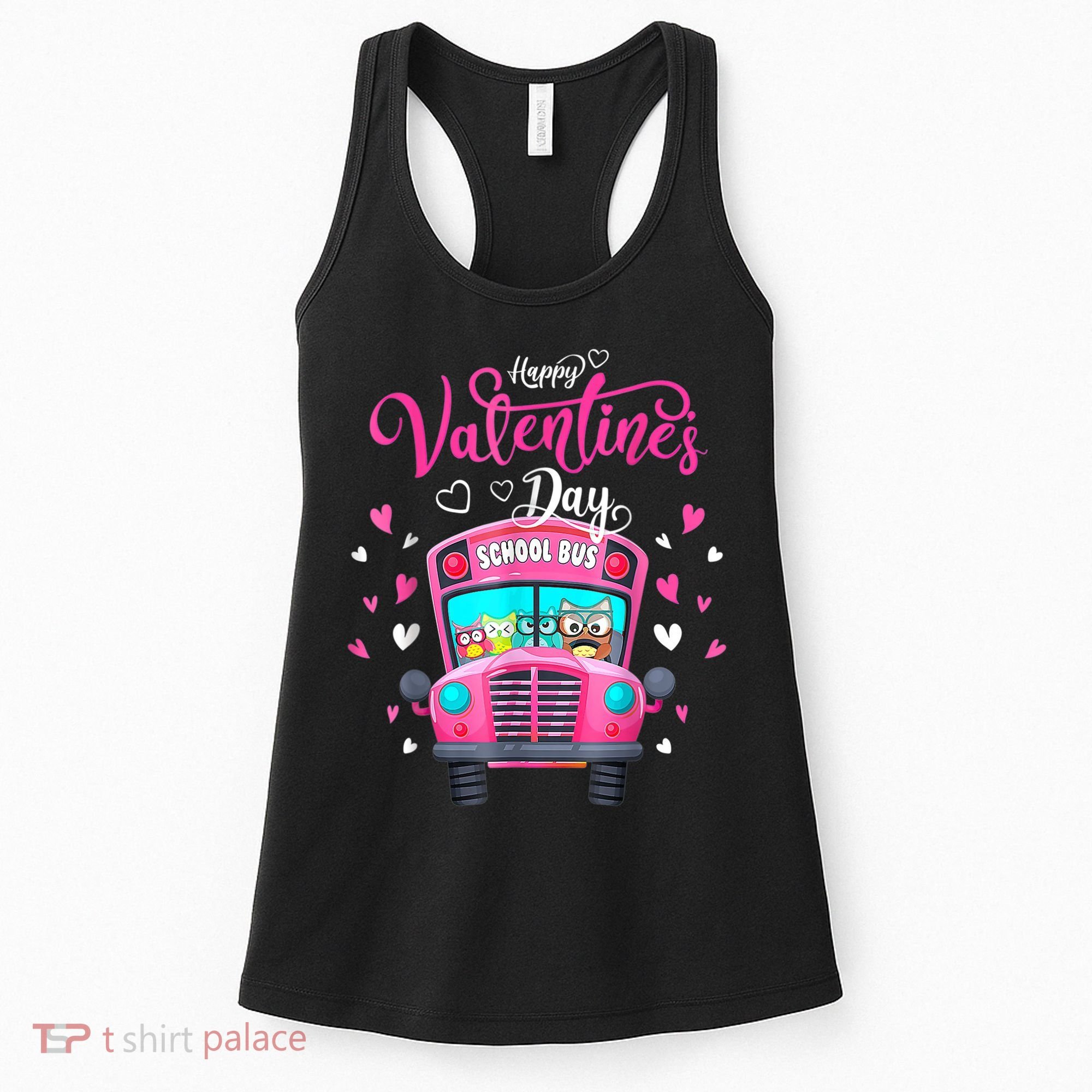 Funny Owls School Bus Driver Happy Valentines Day Women's Tank Top