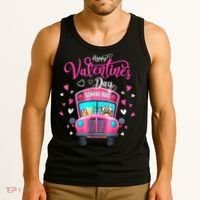 Funny Owls School Bus Driver Happy Valentines Day Tank Top thumb 3