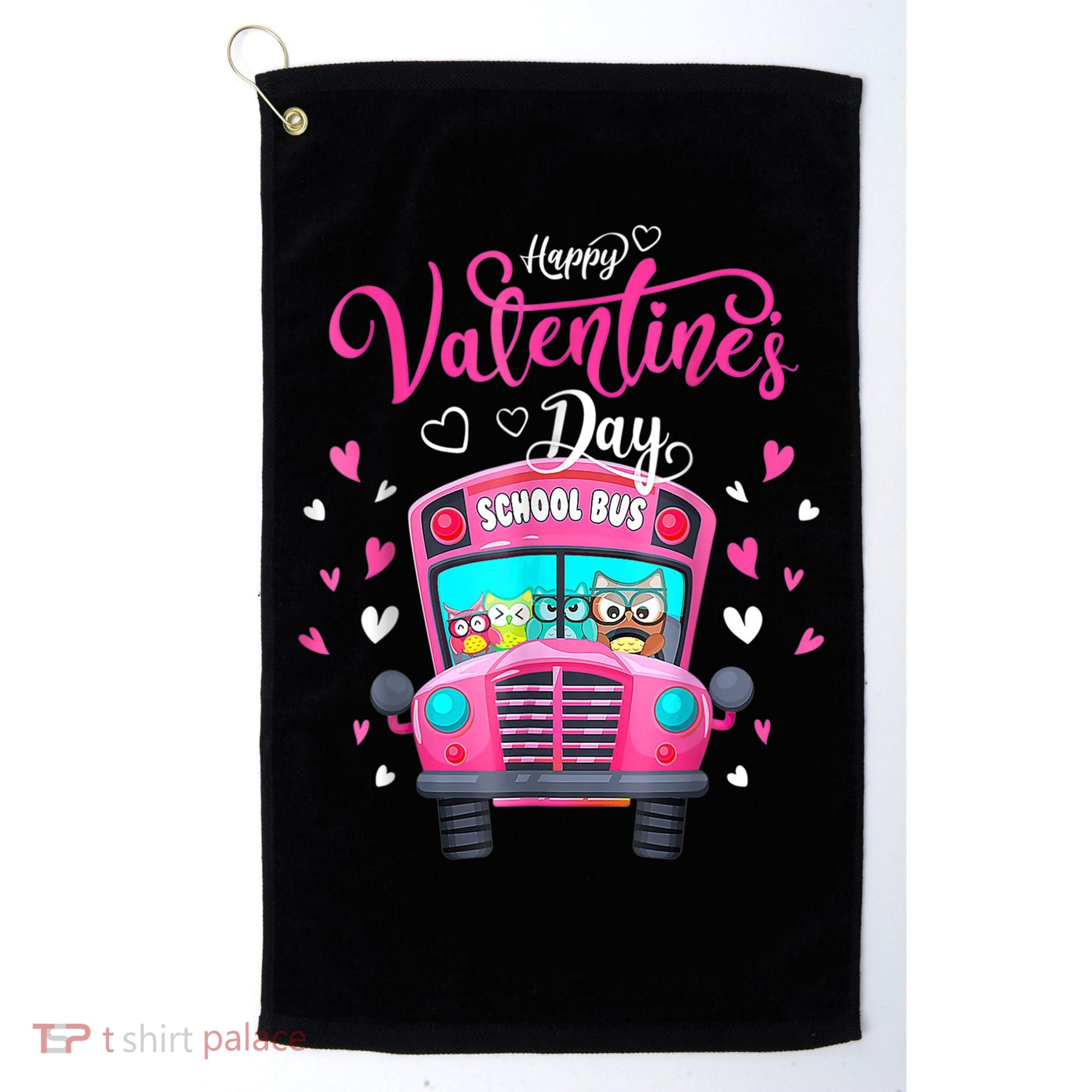 Funny Owls School Bus Driver Happy Valentines Day Golf Towel
