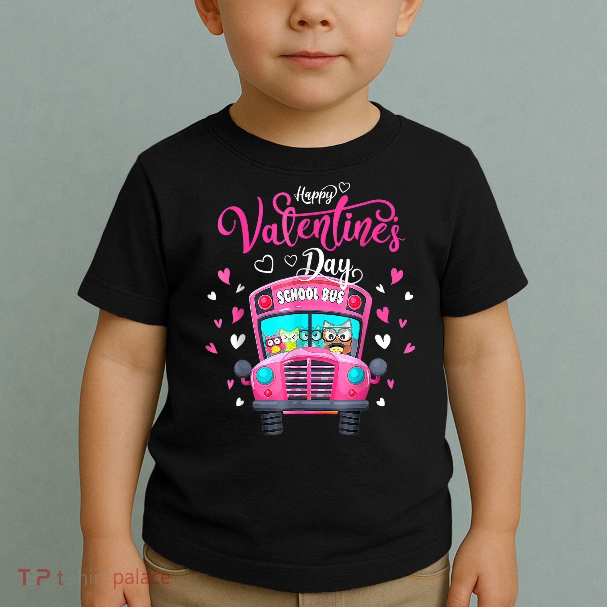 Funny Owls School Bus Driver Happy Valentines Day Toddler T-Shirt