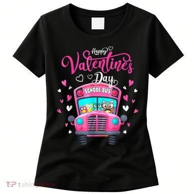Funny Owls School Bus Driver Happy Valentines Day Women's T-Shirt