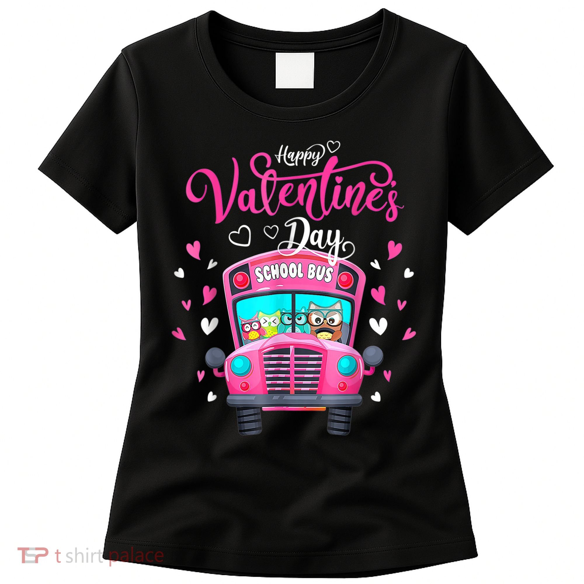 Funny Owls School Bus Driver Happy Valentines Day Women's T-Shirt