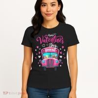 Funny Owls School Bus Driver Happy Valentines Day Women's T-Shirt thumb 4