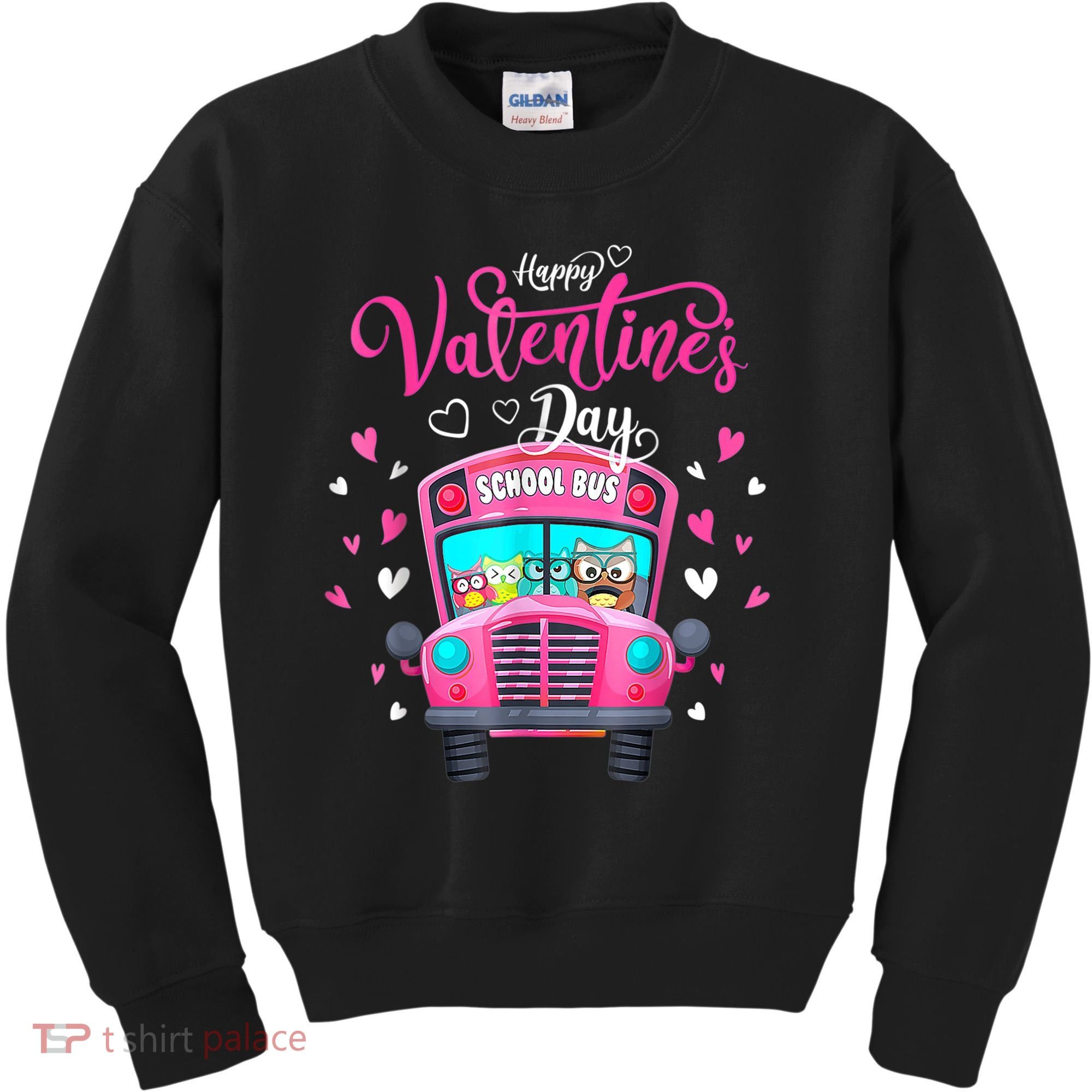 Funny Owls School Bus Driver Happy Valentines Day Kids Sweatshirt