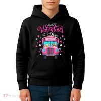 Funny Owls School Bus Driver Happy Valentines Day Kids Hoodie thumb 4